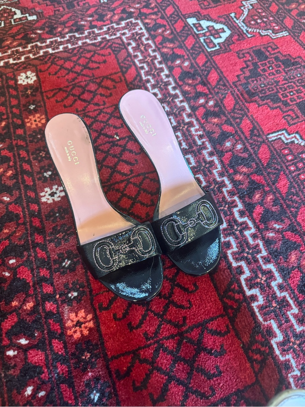 GUCCI Black Patent Leather Horsebit Sandals - Picture 4 of 7